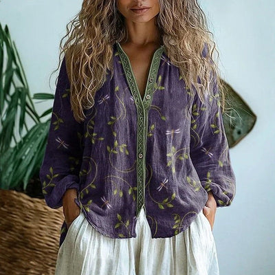 Millie™ | Vintage Leaf Print Blouse